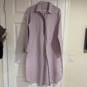Chico's Purple Striped  linen And cotton Shirt Dress
Size L